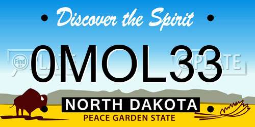 0MOL33 North Dakota License Plate