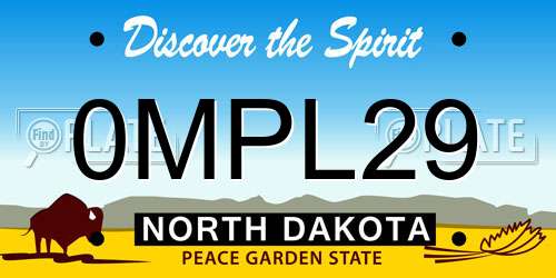 0MPL29 North Dakota License Plate