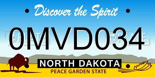 0MVD034 North Dakota License Plate