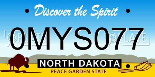 0MYS077 North Dakota License Plate