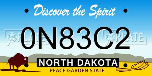 0N83C2 North Dakota License Plate
