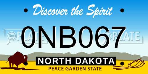 0NB067 North Dakota License Plate
