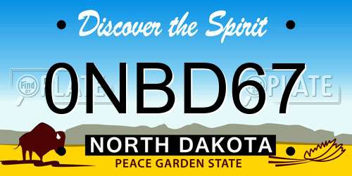 0NBD67 North Dakota License Plate