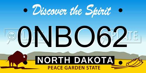 0NBO62 North Dakota License Plate