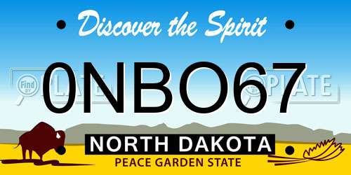 0NBO67 North Dakota License Plate