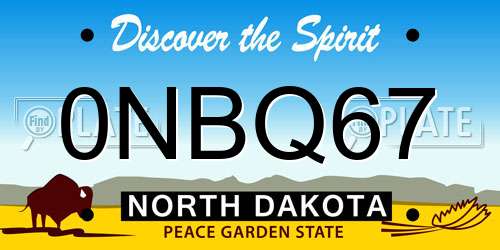 0NBQ67 North Dakota License Plate
