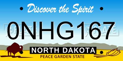 0NHG167 North Dakota License Plate