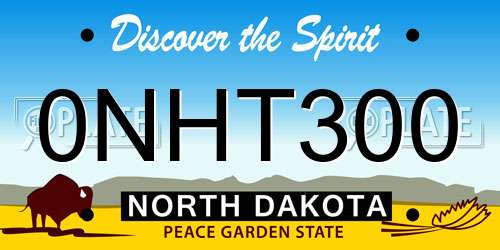 0NHT300 North Dakota License Plate