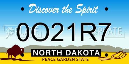 0O21R7 North Dakota License Plate