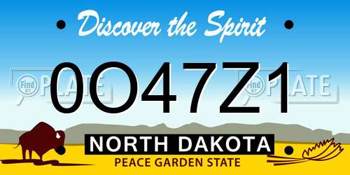 0O47Z1 North Dakota License Plate