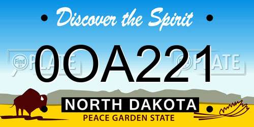 0OA221 North Dakota License Plate