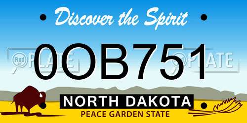 0OB751 North Dakota License Plate