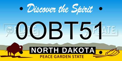 0OBT51 North Dakota License Plate