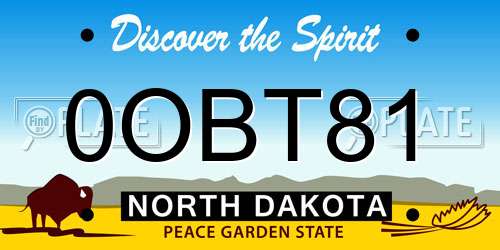 0OBT81 North Dakota License Plate
