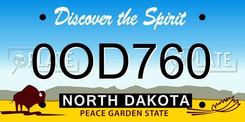 0OD760 North Dakota License Plate