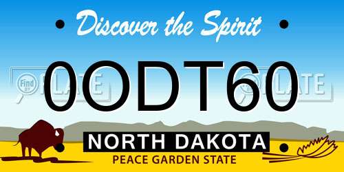 0ODT60 North Dakota License Plate