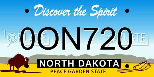 0ON720 North Dakota License Plate