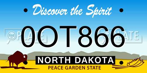 0OT866 North Dakota License Plate