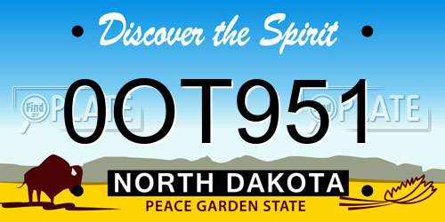 0OT951 North Dakota License Plate