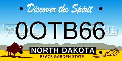 0OTB66 North Dakota License Plate