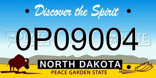 0P09004 North Dakota License Plate