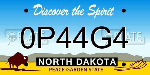 0P44G4 North Dakota License Plate