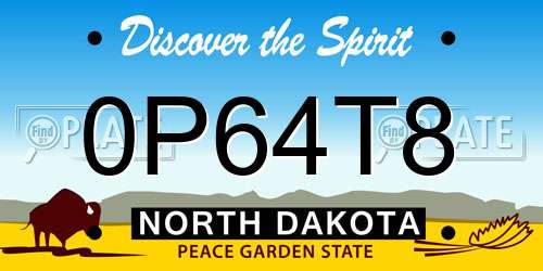 0P64T8 North Dakota License Plate