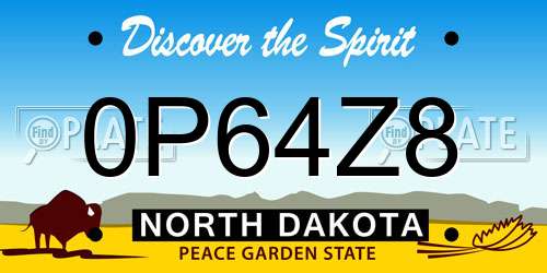 0P64Z8 North Dakota License Plate