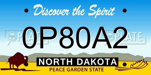 0P80A2 North Dakota License Plate