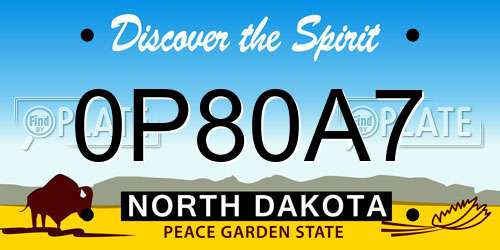 0P80A7 North Dakota License Plate