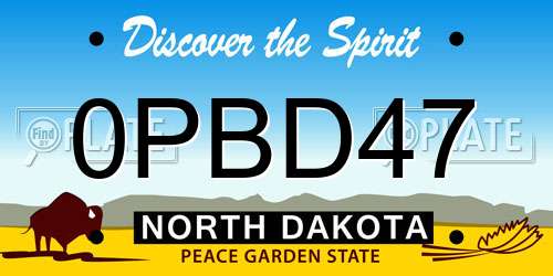 0PBD47 North Dakota License Plate