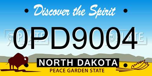 0PD9004 North Dakota License Plate