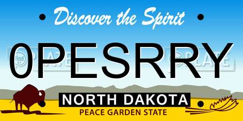 0PESRRY North Dakota License Plate