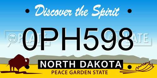 0PH598 North Dakota License Plate