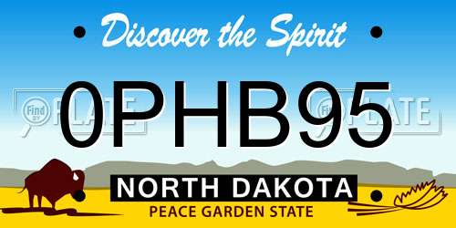 0PHB95 North Dakota License Plate