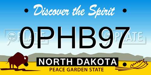 0PHB97 North Dakota License Plate