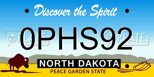 0PHS92 North Dakota License Plate