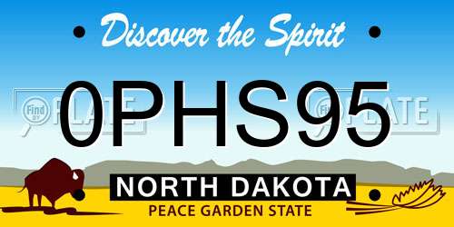 0PHS95 North Dakota License Plate