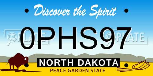 0PHS97 North Dakota License Plate