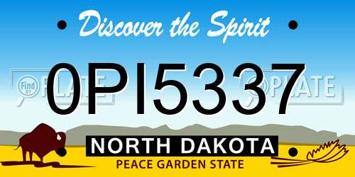 0PI5337 North Dakota License Plate
