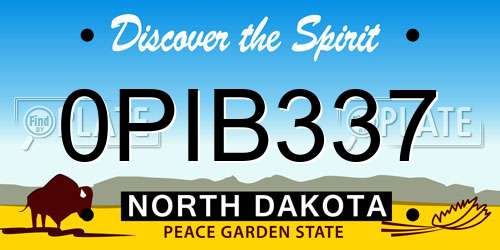 0PIB337 North Dakota License Plate