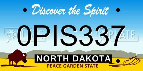 0PIS337 North Dakota License Plate