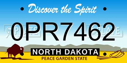 0PR7462 North Dakota License Plate