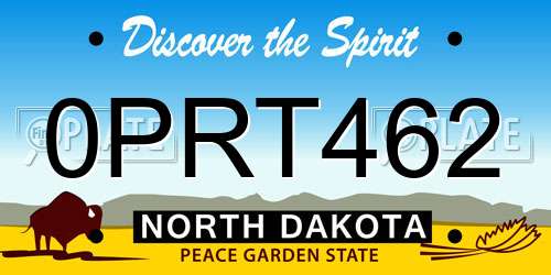 0PRT462 North Dakota License Plate