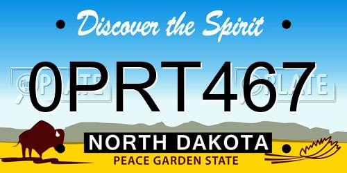 0PRT467 North Dakota License Plate