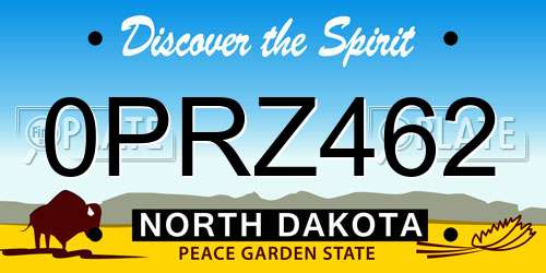 0PRZ462 North Dakota License Plate