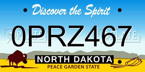 0PRZ467 North Dakota License Plate