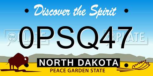 0PSQ47 North Dakota License Plate