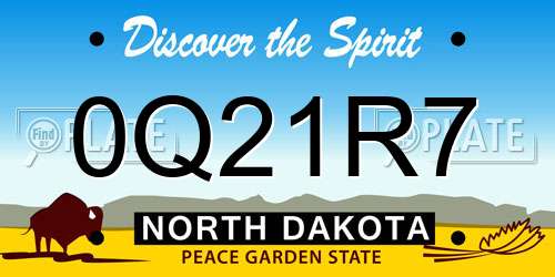 0Q21R7 North Dakota License Plate