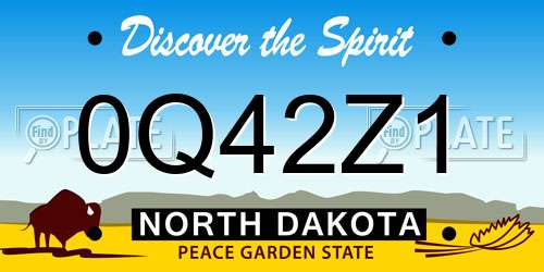 0Q42Z1 North Dakota License Plate